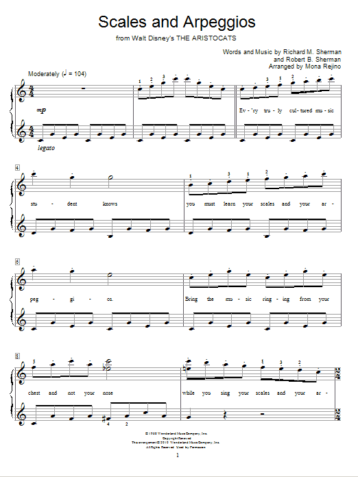 Download Sherman Brothers Scales And Arpeggios Sheet Music and learn how to play Easy Piano PDF digital score in minutes