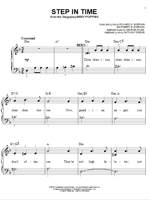Download Sherman Brothers Step In Time Sheet Music and learn how to play Easy Piano PDF digital score in minutes