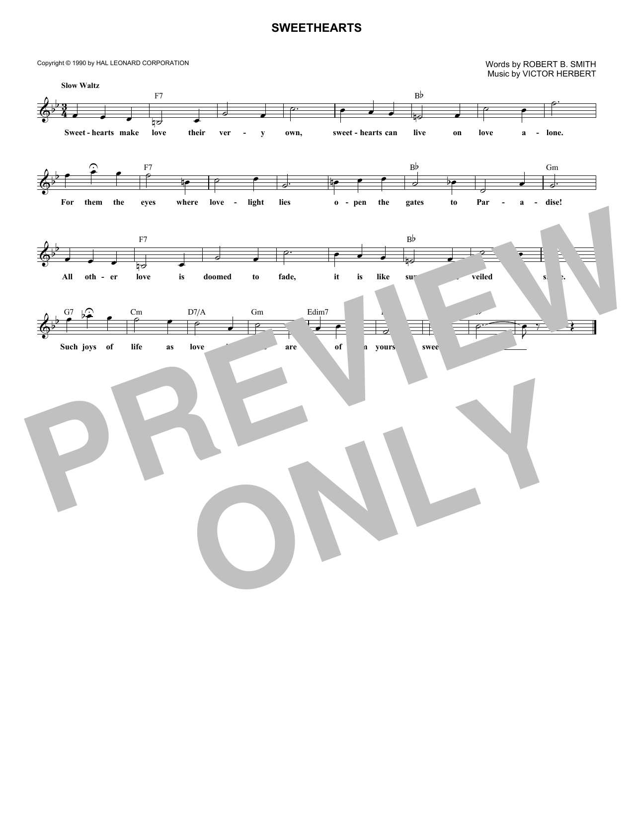 Download Robert B. Smith Sweethearts Sheet Music and learn how to play Lead Sheet / Fake Book PDF digital score in minutes
