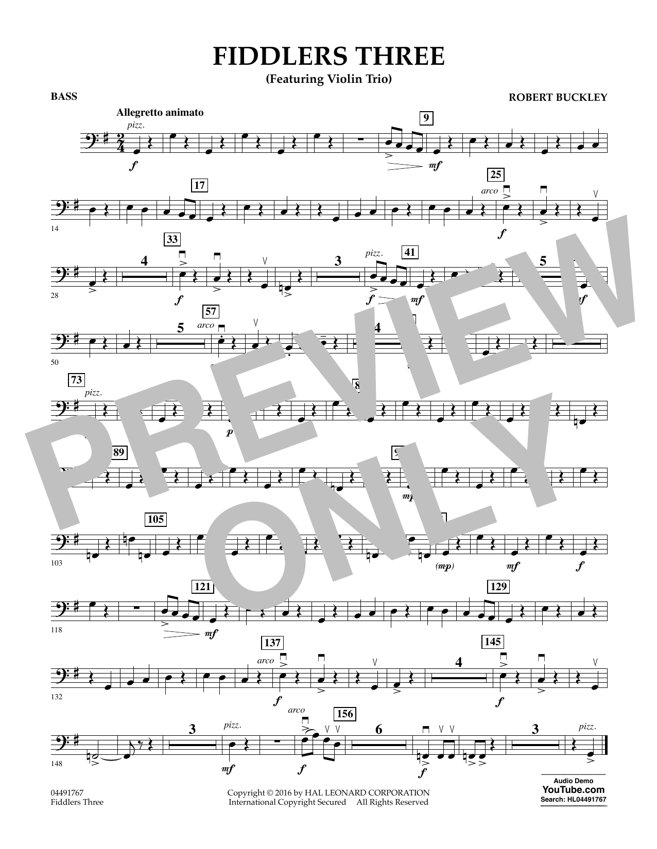 Download Robert Buckley Fiddlers Three - Bass Sheet Music and learn how to play Orchestra PDF digital score in minutes