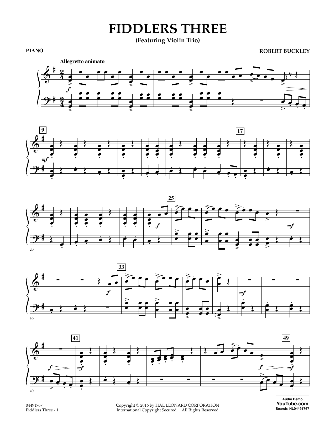 Download Robert Buckley Fiddlers Three - Piano Sheet Music and learn how to play Orchestra PDF digital score in minutes