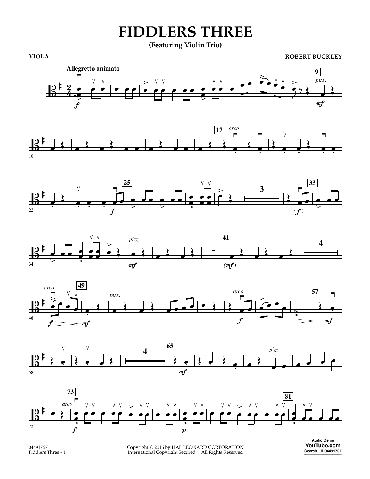 Download Robert Buckley Fiddlers Three - Viola Sheet Music and learn how to play Orchestra PDF digital score in minutes