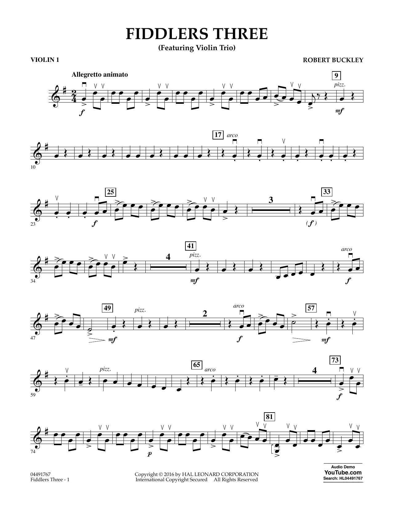 Download Robert Buckley Fiddlers Three - Violin 1 Sheet Music and learn how to play Orchestra PDF digital score in minutes