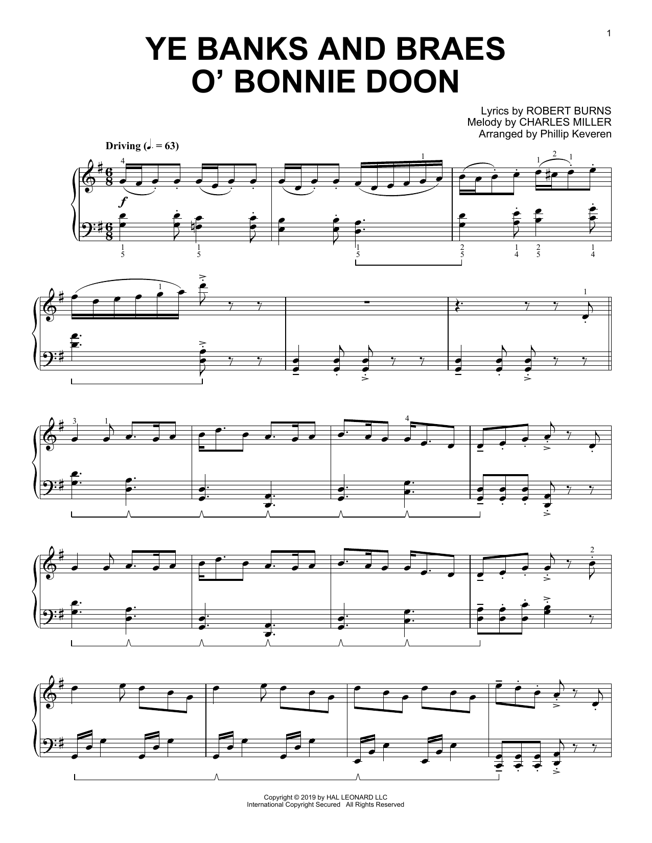 Download Robert Burns Ye Banks And Braes O' Bonnie Doon (arr. Phillip Keveren) Sheet Music and learn how to play Piano Solo PDF digital score in minutes