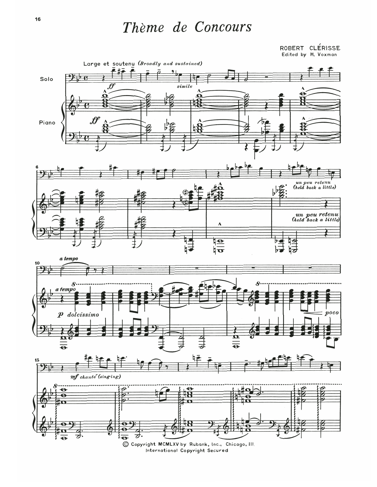 Download Robert Clérisse Theme De Concours Sheet Music and learn how to play Trombone and Piano PDF digital score in minutes