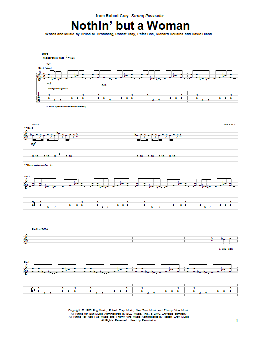 Download Robert Cray Nothin' But A Woman Sheet Music and learn how to play Guitar Tab PDF digital score in minutes