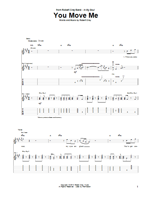 Download Robert Cray You Move Me Sheet Music and learn how to play Guitar Tab PDF digital score in minutes