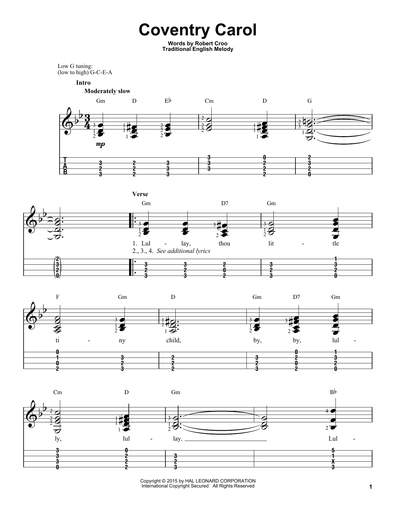 Download Christmas Carol Coventry Carol Sheet Music and learn how to play Tenor Saxophone PDF digital score in minutes
