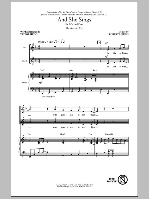Download Robert Hugh And She Sings Sheet Music and learn how to play 2-Part Choir PDF digital score in minutes