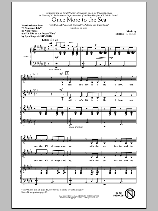 Download Robert Hugh Once More To The Sea Sheet Music and learn how to play 2-Part Choir PDF digital score in minutes