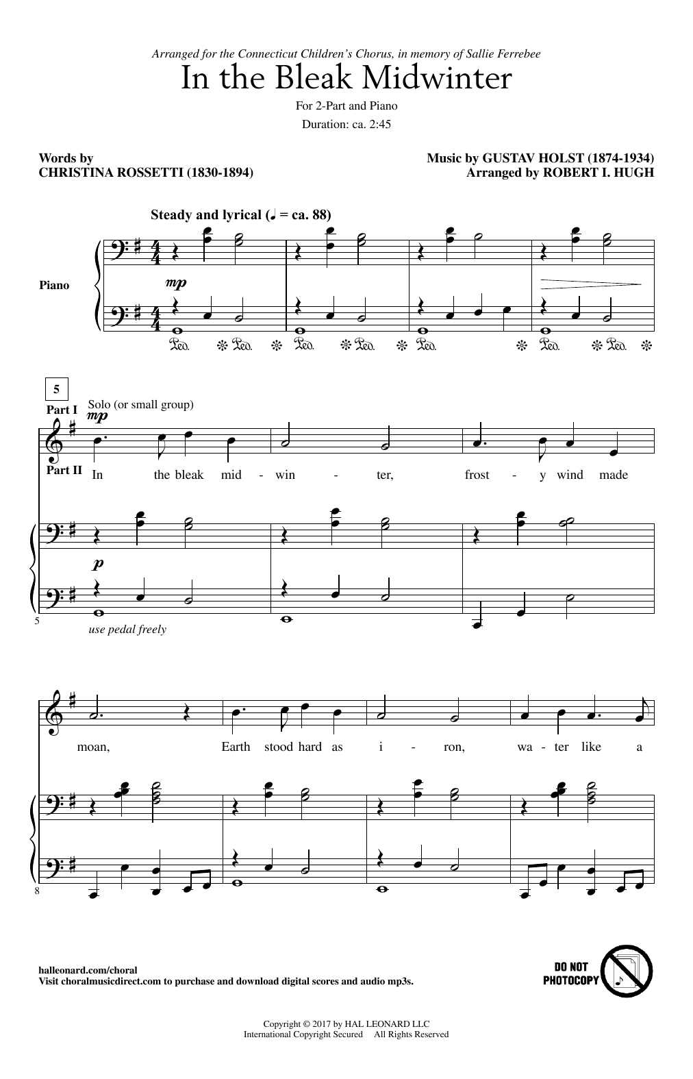 Download Robert I. Hugh In The Bleak Midwinter Sheet Music and learn how to play 2-Part Choir PDF digital score in minutes