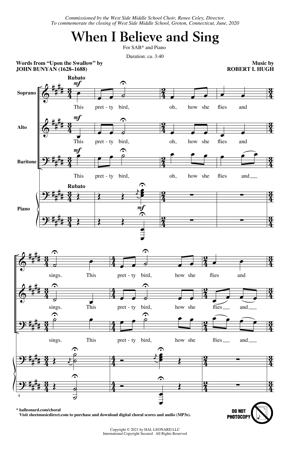 Download Robert I. Hugh When I Believe And Sing Sheet Music and learn how to play SAB Choir PDF digital score in minutes