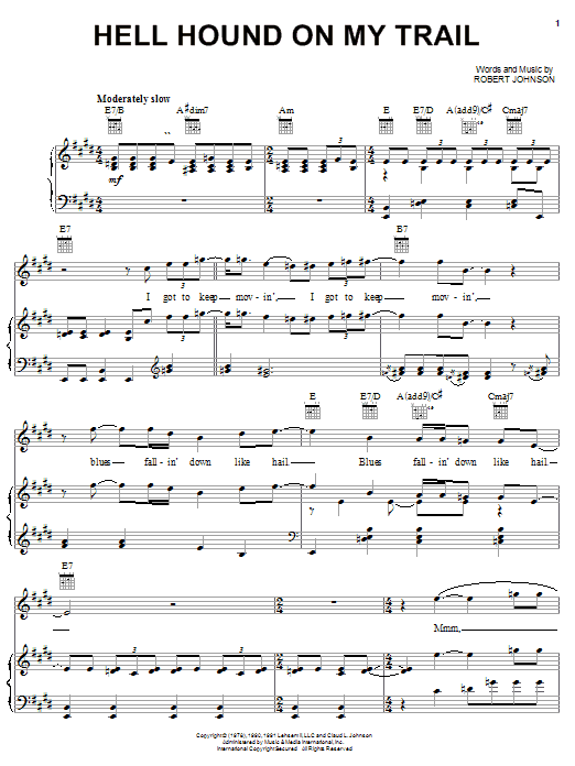 Download Robert Johnson Hell Hound On My Trail Sheet Music and learn how to play Guitar Lead Sheet PDF digital score in minutes