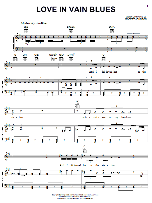 Download Robert Johnson Love In Vain Blues Sheet Music and learn how to play Banjo PDF digital score in minutes