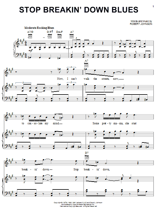 Download Robert Johnson Stop Breakin' Down Blues Sheet Music and learn how to play Banjo PDF digital score in minutes