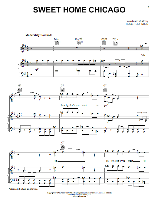 Download Robert Johnson Sweet Home Chicago Sheet Music and learn how to play Easy Guitar Tab PDF digital score in minutes