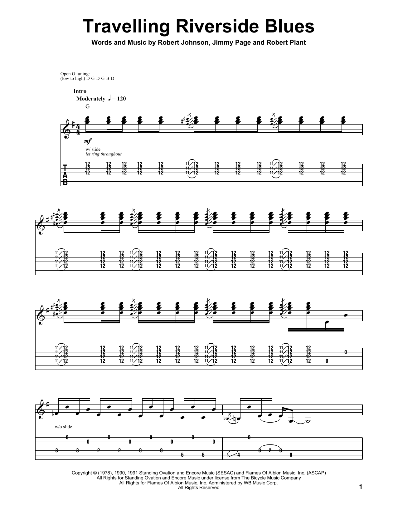 Download Robert Johnson Travelling Riverside Blues Sheet Music and learn how to play Guitar Tab PDF digital score in minutes