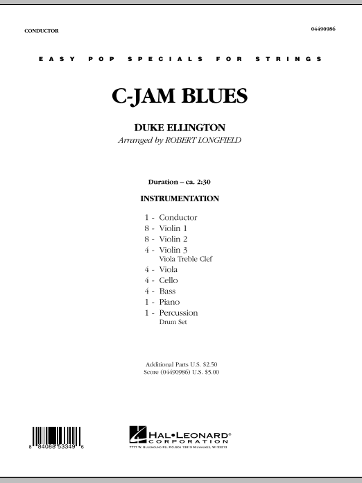 Download Robert Longfield C-Jam Blues - Full Score Sheet Music and learn how to play Orchestra PDF digital score in minutes