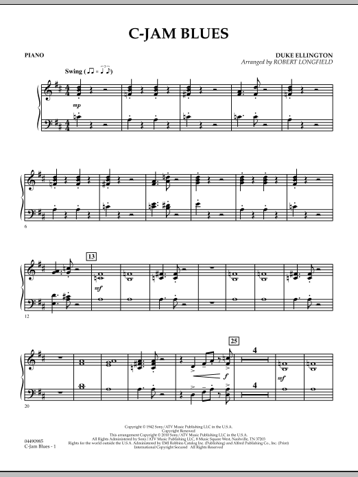 Download Robert Longfield C-Jam Blues - Piano Sheet Music and learn how to play Orchestra PDF digital score in minutes