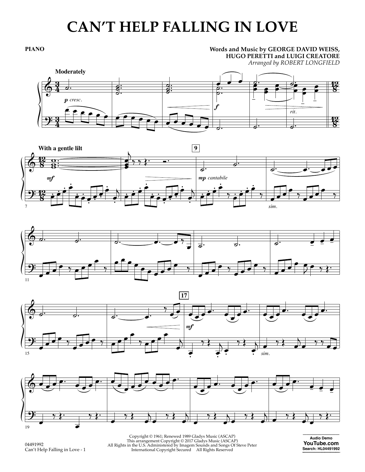 Download Robert Longfield Can't Help Falling in Love - Piano Sheet Music and learn how to play Orchestra PDF digital score in minutes