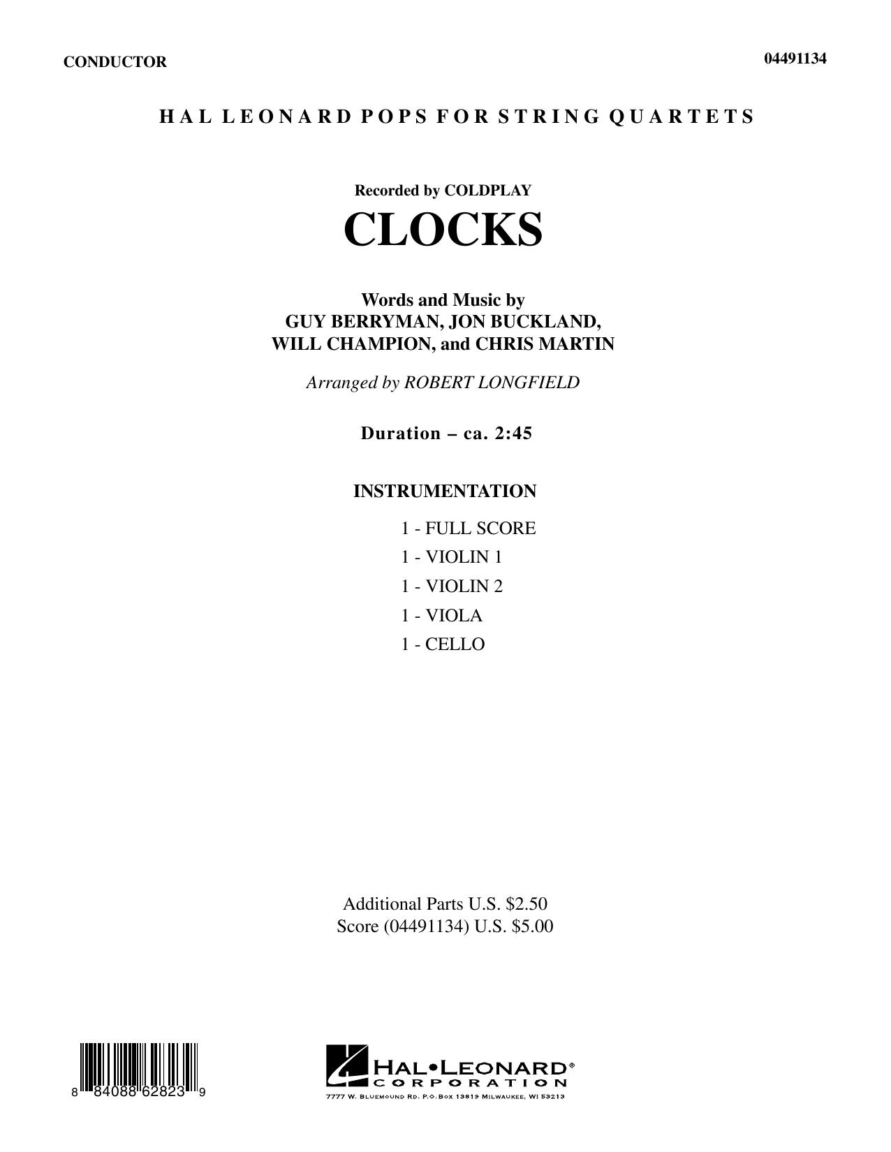 Download Robert Longfield Clocks - Full Score Sheet Music and learn how to play String Quartet PDF digital score in minutes
