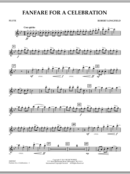 Download Robert Longfield Fanfare For A Celebration - Flute Sheet Music and learn how to play Concert Band PDF digital score in minutes