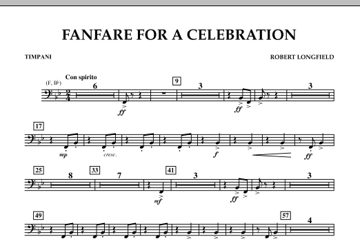 Download Robert Longfield Fanfare For A Celebration - Timpani Sheet Music and learn how to play Concert Band PDF digital score in minutes