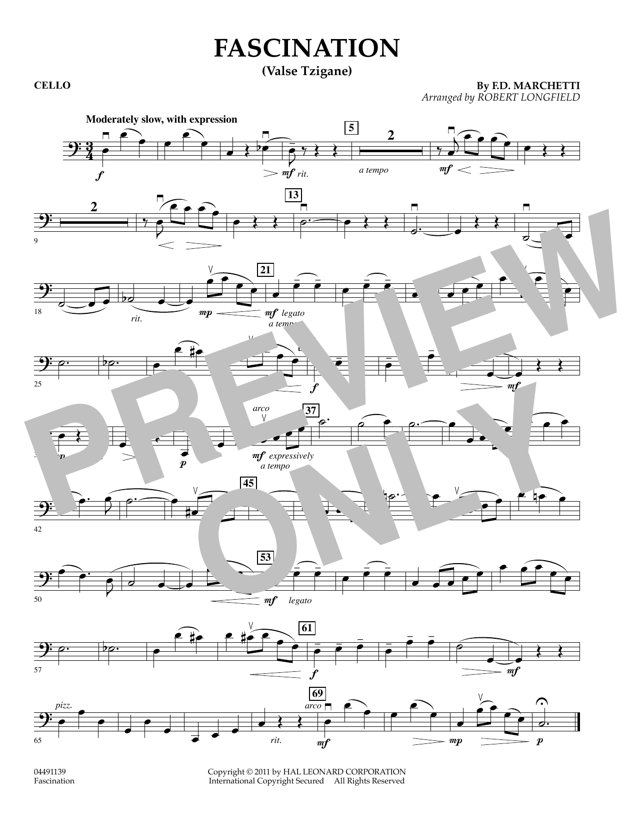 Download Robert Longfield Fascination (Valse Tzigane) - Cello Sheet Music and learn how to play String Quartet PDF digital score in minutes