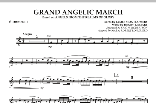 Download Robert Longfield Grand Angelic March - Bb Trumpet 1 Sheet Music and learn how to play Concert Band PDF digital score in minutes