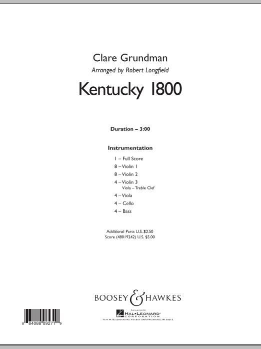 Download Robert Longfield Kentucky 1800 - Conductor Score (Full Score) Sheet Music and learn how to play Orchestra PDF digital score in minutes