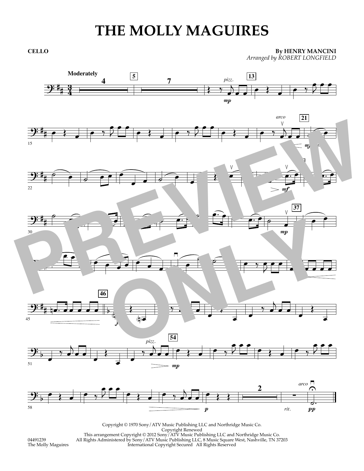 Download Robert Longfield The Molly Maguires - Cello Sheet Music and learn how to play String Quartet PDF digital score in minutes