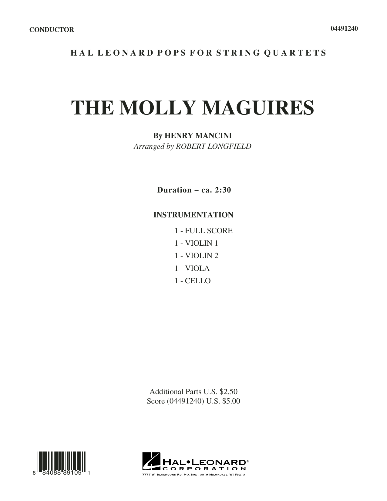 Download Robert Longfield The Molly Maguires - Conductor Score (Full Score) Sheet Music and learn how to play String Quartet PDF digital score in minutes