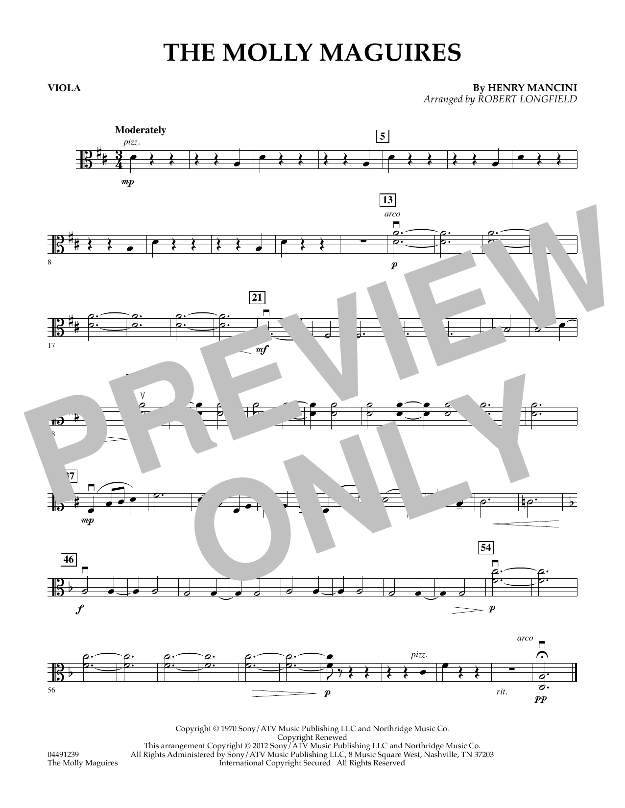 Download Robert Longfield The Molly Maguires - Viola Sheet Music and learn how to play String Quartet PDF digital score in minutes