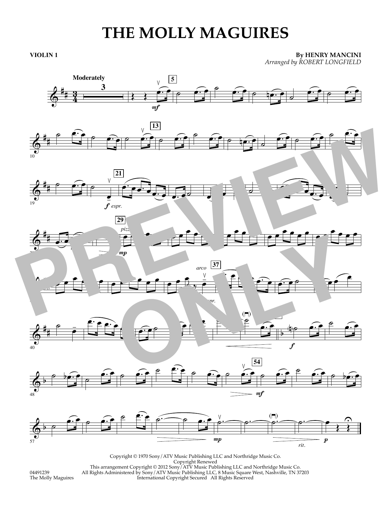 Download Robert Longfield The Molly Maguires - Violin 1 Sheet Music and learn how to play String Quartet PDF digital score in minutes