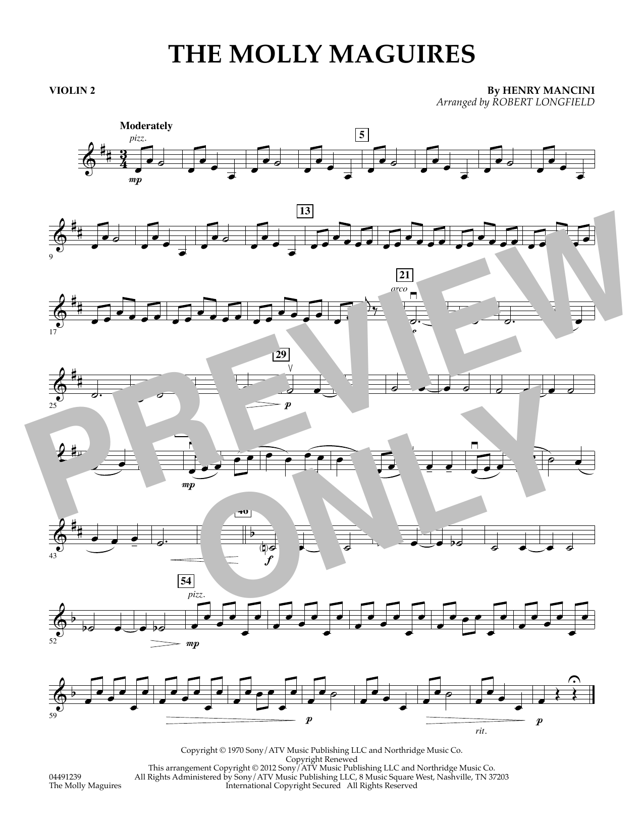 Download Robert Longfield The Molly Maguires - Violin 2 Sheet Music and learn how to play String Quartet PDF digital score in minutes