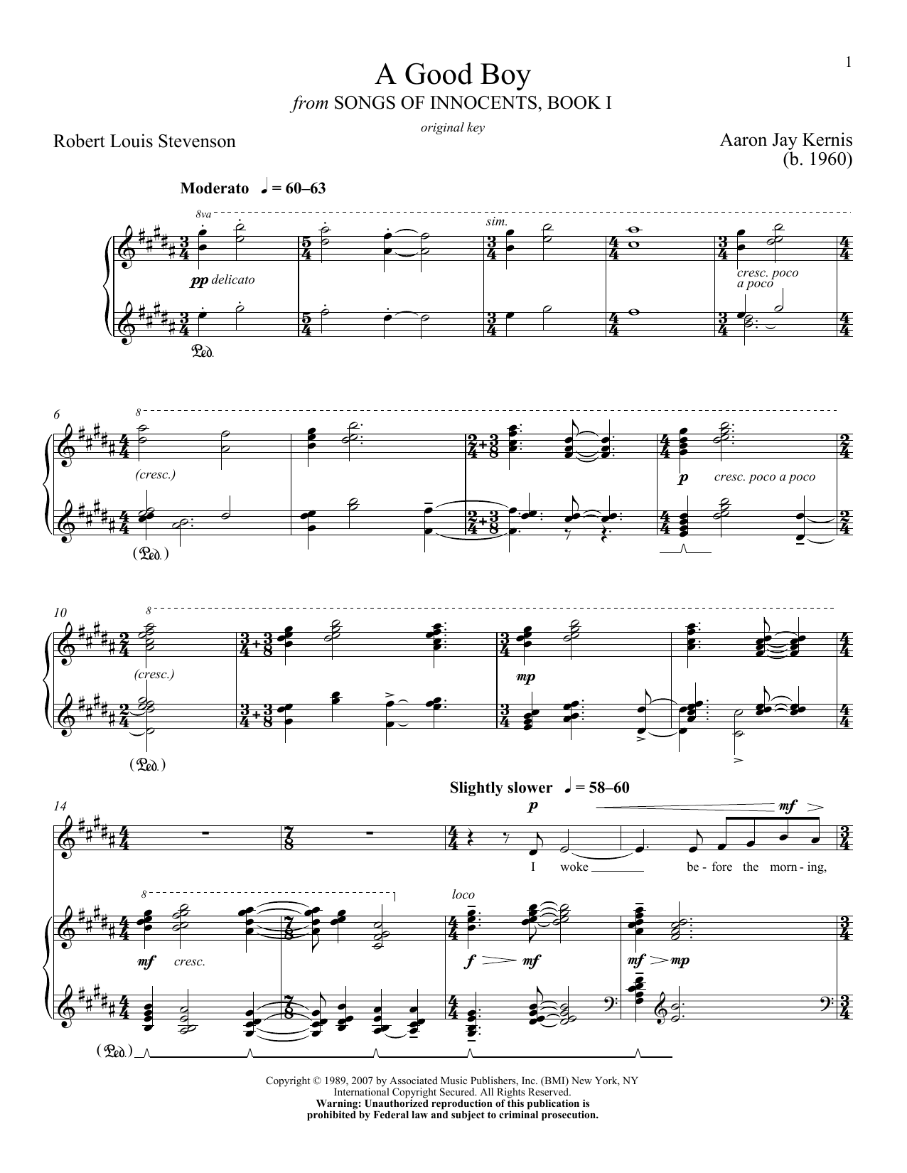 Download Robert Louis Stevenson A Good Boy Sheet Music and learn how to play Piano & Vocal PDF digital score in minutes