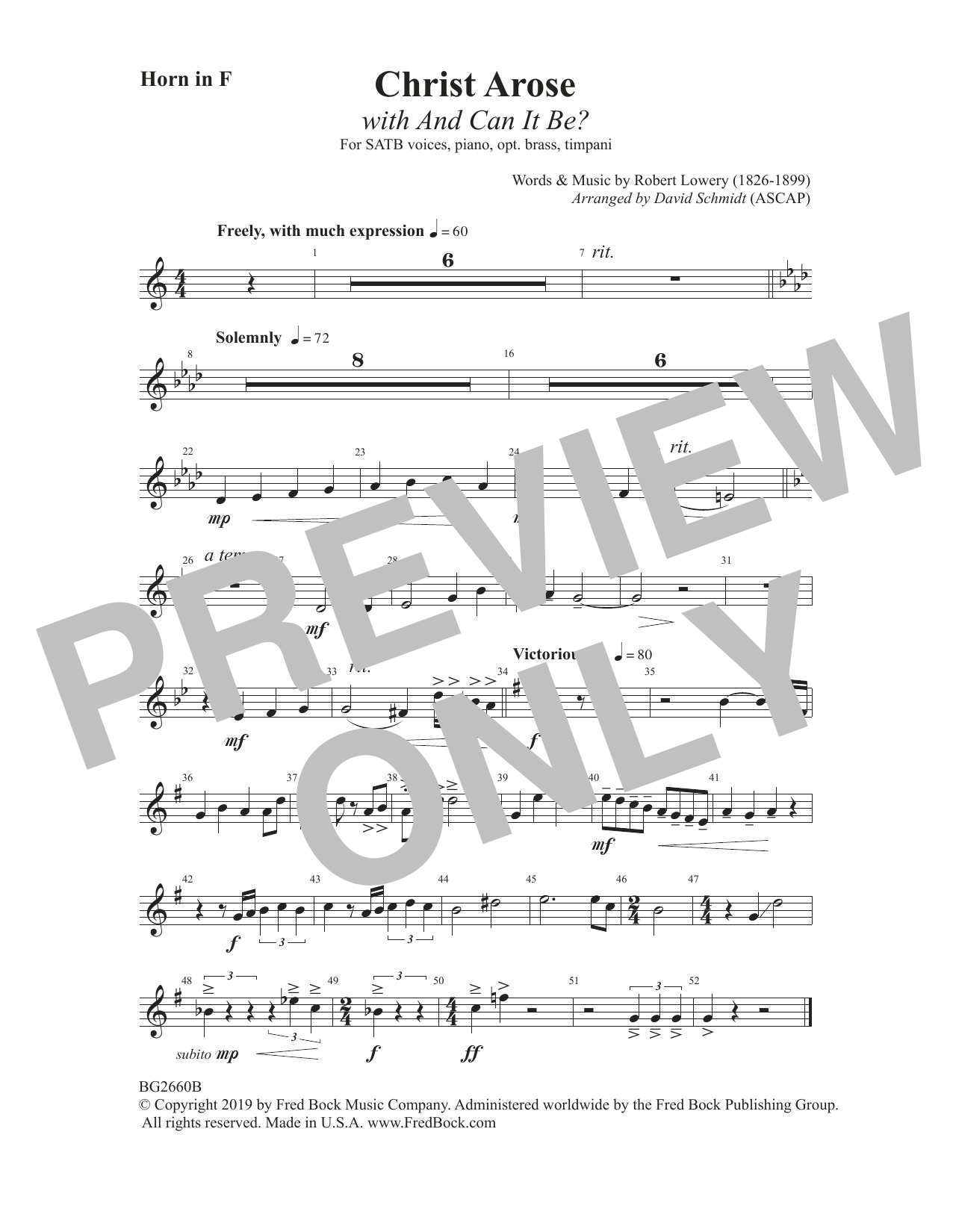 Download Robert Lowry Christ Arose (with And Can It Be?) (arr. David Schmidt) - F Horn Sheet Music and learn how to play Choir Instrumental Pak PDF digital score in minutes