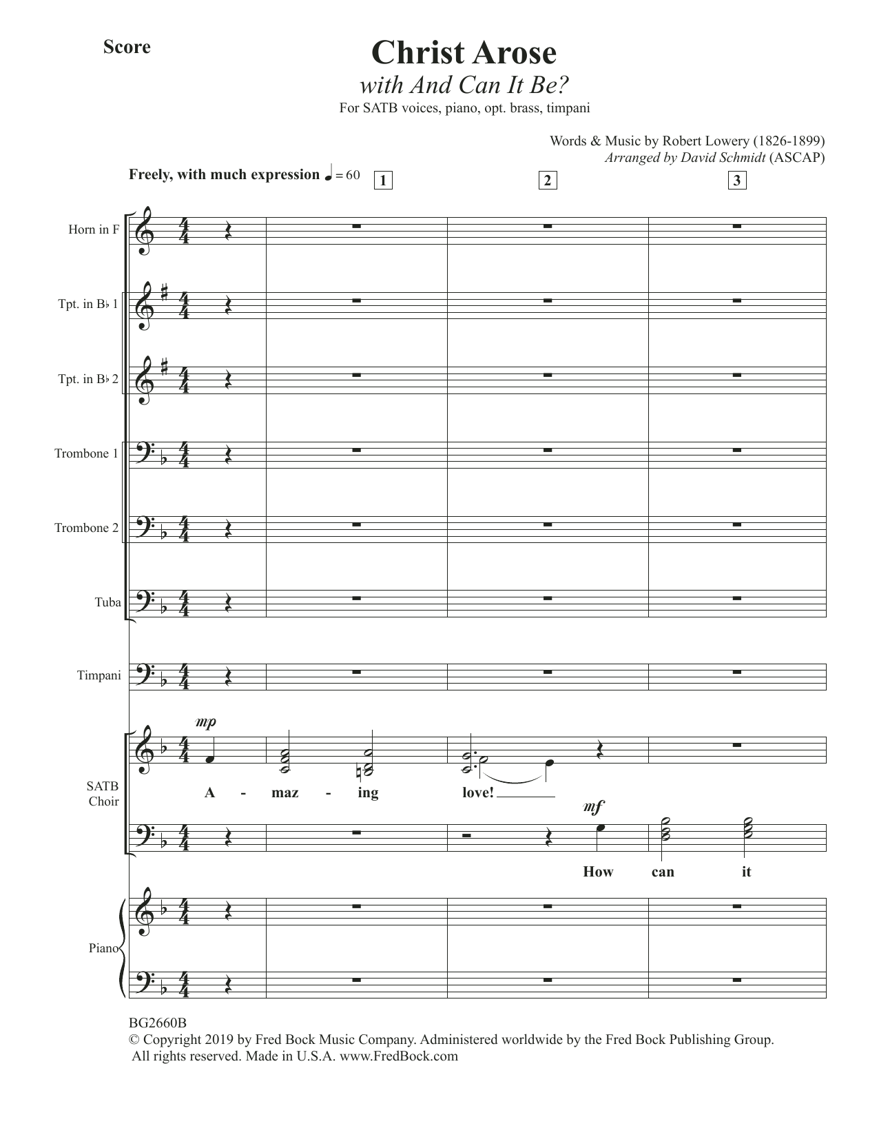 Download Robert Lowry Christ Arose (with And Can It Be?) (arr. David Schmidt) - Score Sheet Music and learn how to play Choir Instrumental Pak PDF digital score in minutes