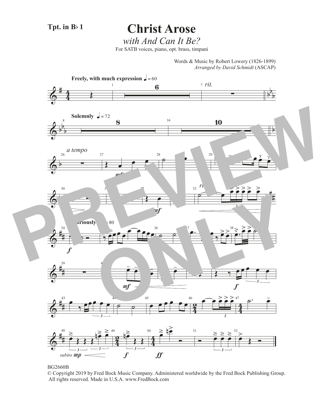 Download Robert Lowry Christ Arose (with And Can It Be?) (arr. David Schmidt) - Trumpet 1 in Bb Sheet Music and learn how to play Choir Instrumental Pak PDF digital score in minutes