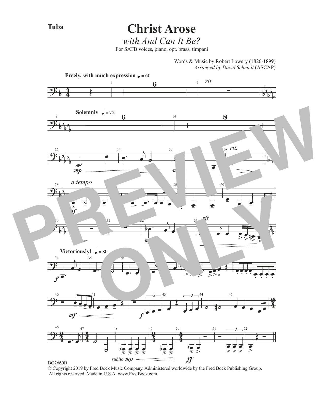 Download Robert Lowry Christ Arose (with And Can It Be?) (arr. David Schmidt) - Tuba Sheet Music and learn how to play Choir Instrumental Pak PDF digital score in minutes