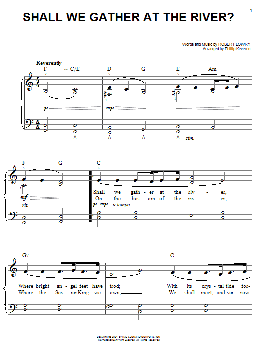 Download Robert Lowry Shall We Gather At The River? (arr. Phillip Keveren) Sheet Music and learn how to play Piano Duet PDF digital score in minutes