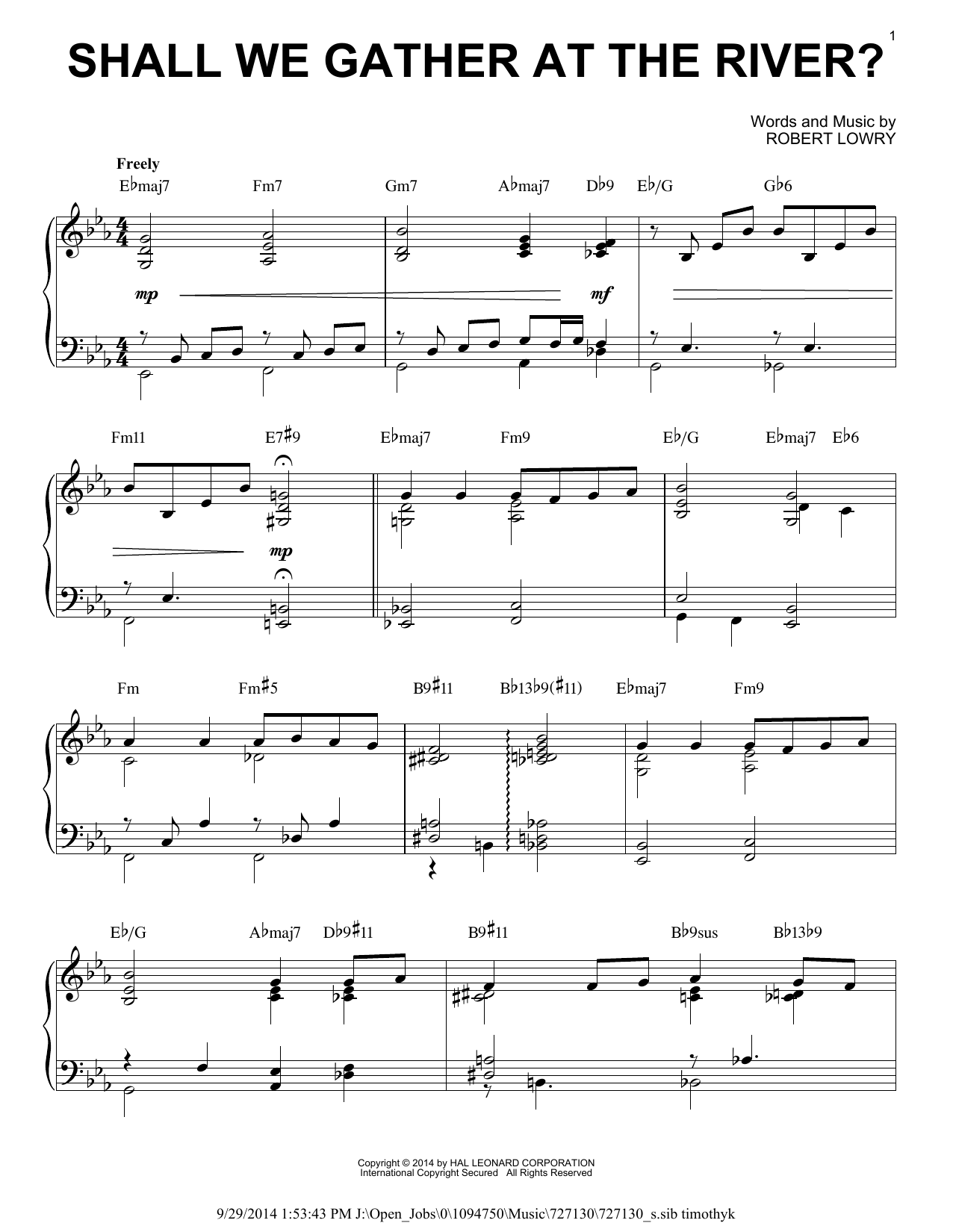 Download Robert Lowry Shall We Gather At The River? Sheet Music and learn how to play Piano PDF digital score in minutes