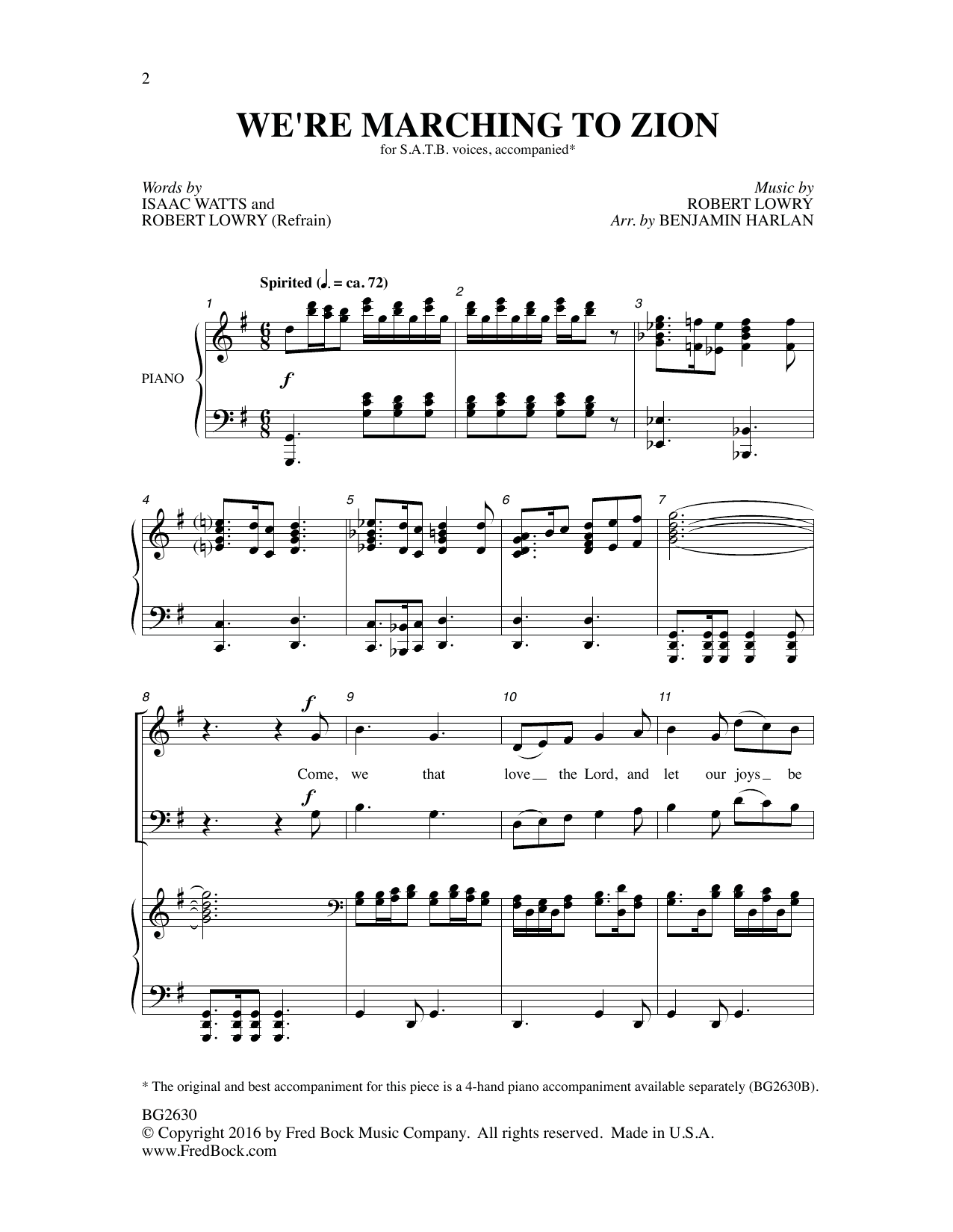 Download Robert Lowry We're Marching to Zion Sheet Music and learn how to play SATB Choir PDF digital score in minutes