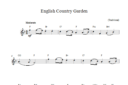 Download Traditional English Folk Song In An English Country Garden Sheet Music and learn how to play Melody Line & Chords PDF digital score in minutes