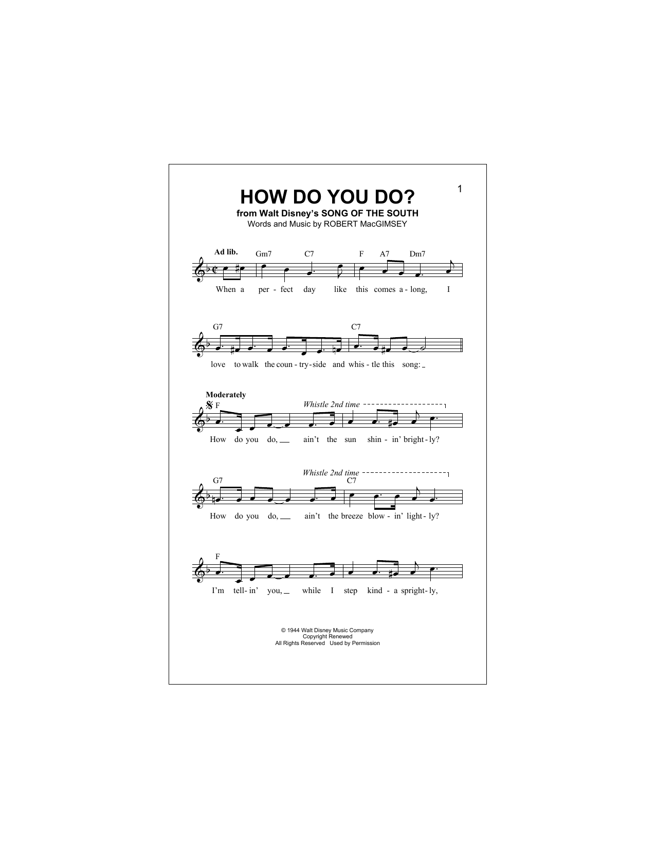 Download Robert MacGimsey How Do You Do? Sheet Music and learn how to play Melody Line, Lyrics & Chords PDF digital score in minutes