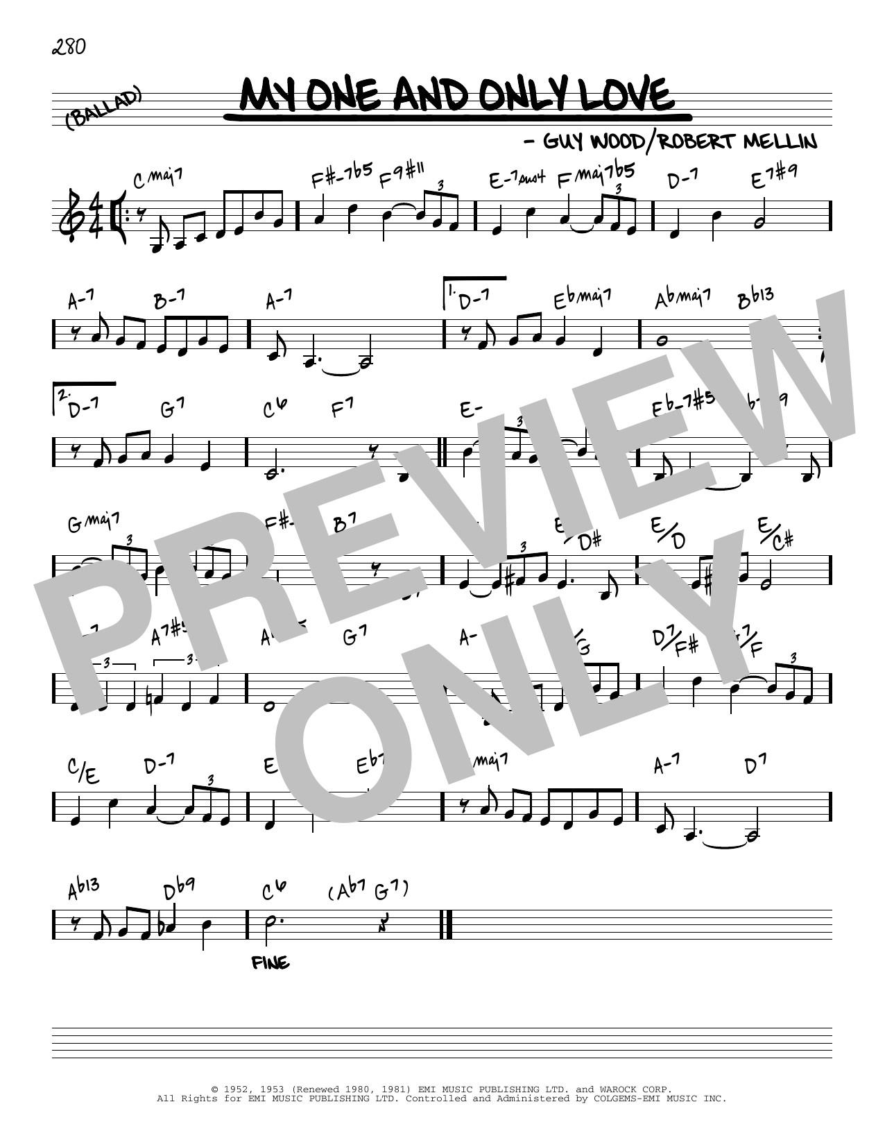 Download Robert Mellin My One And Only Love [Reharmonized version] (arr. Jack Grassel) Sheet Music and learn how to play Real Book – Melody & Chords PDF digital score in minutes