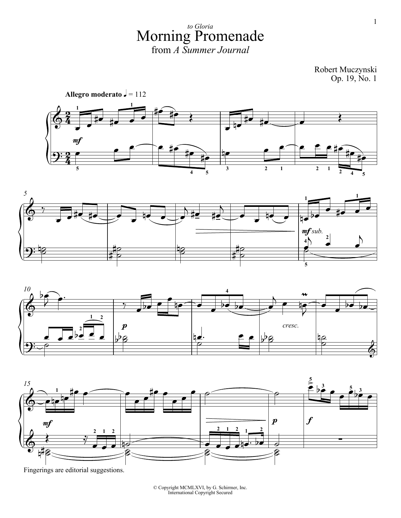 Download Robert Muczynski Morning Promenade Sheet Music and learn how to play Piano PDF digital score in minutes
