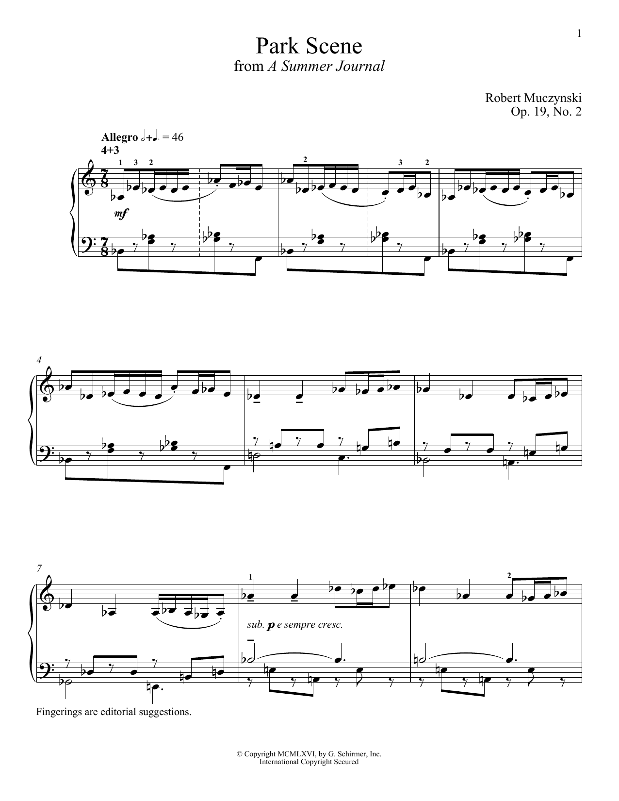 Download Robert Muczynski Park Scene Sheet Music and learn how to play Piano PDF digital score in minutes