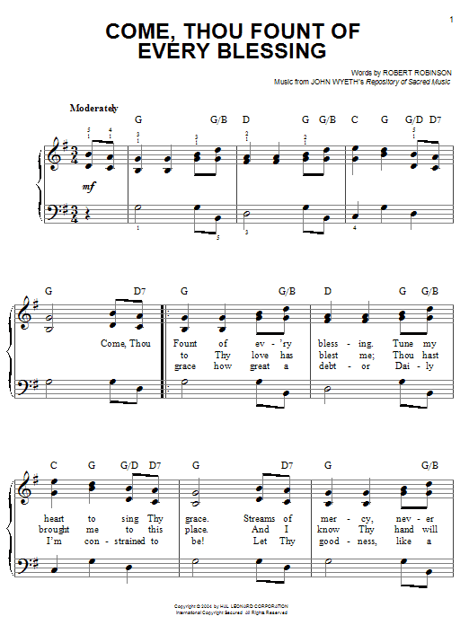 Download Robert Robinson Come, Thou Fount Of Every Blessing Sheet Music and learn how to play Guitar Tab PDF digital score in minutes