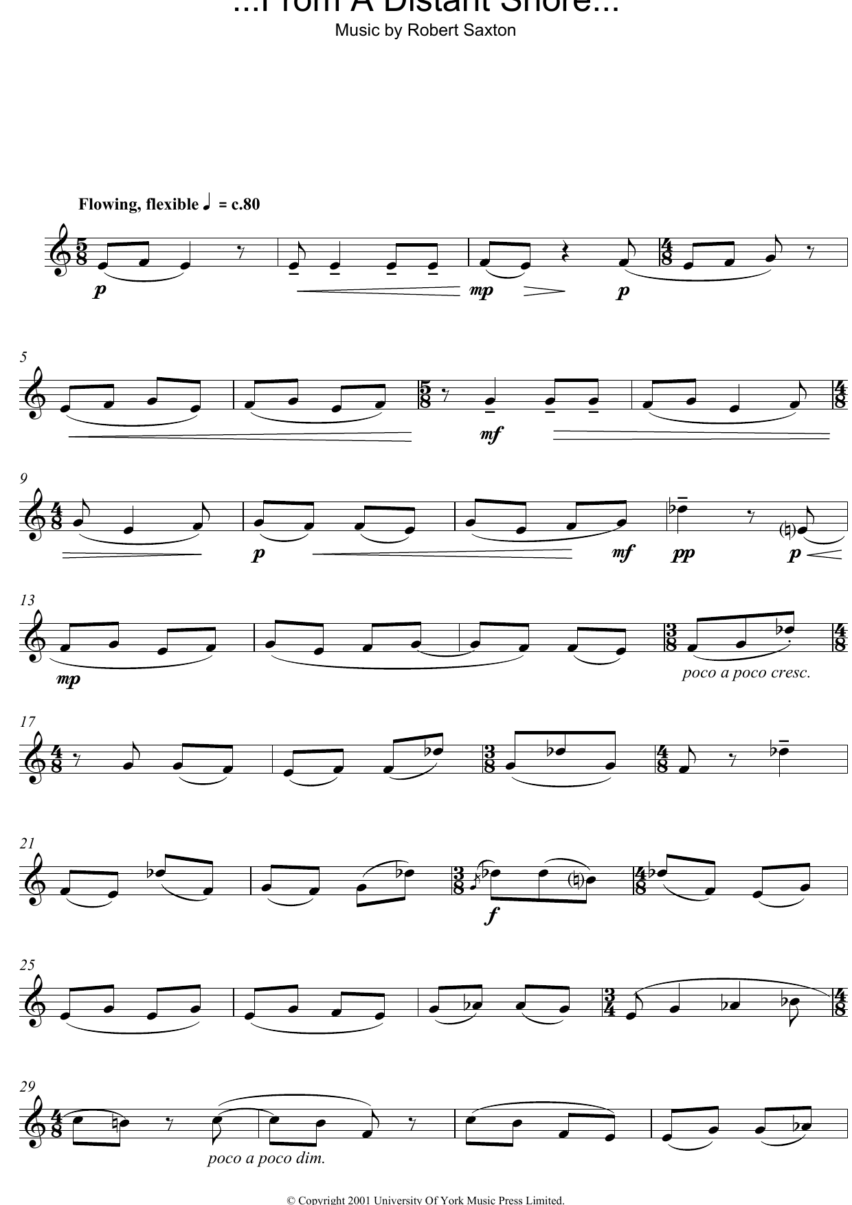 Download Robert Saxton ...From A Distant Shore... Sheet Music and learn how to play Oboe PDF digital score in minutes